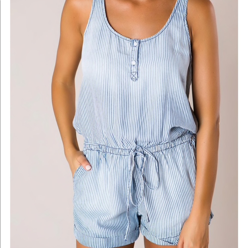 Denim Pinstripe Romper